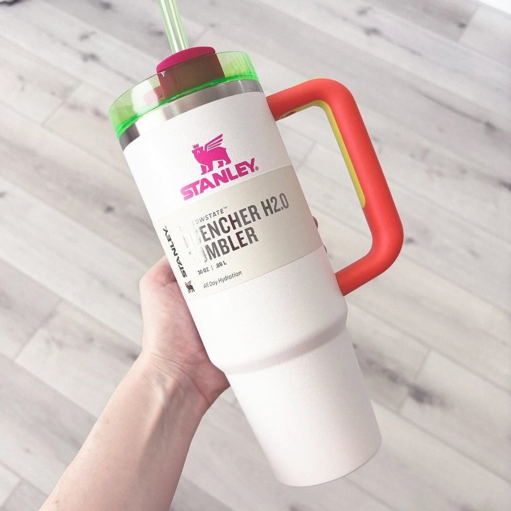30 oz. White Neon Stanley Tumbler Stainless Steel Flowstate
